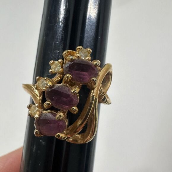 Vintage 18k HGE Natural Form Stone Accents Ring - Picture 1 of 9